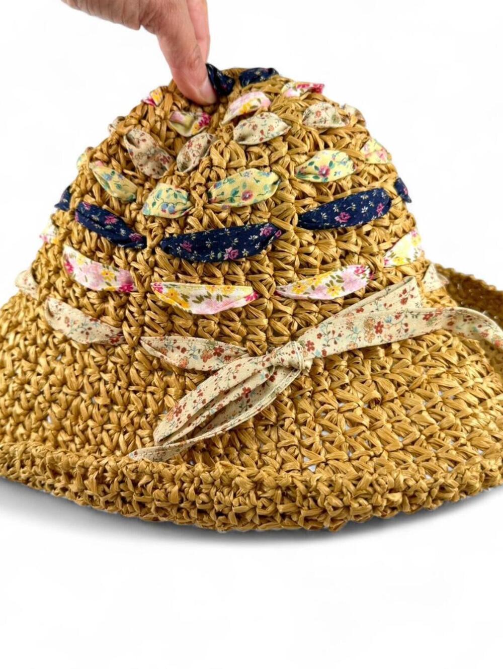 Grevi multicoloured straw hat with floral ribbon